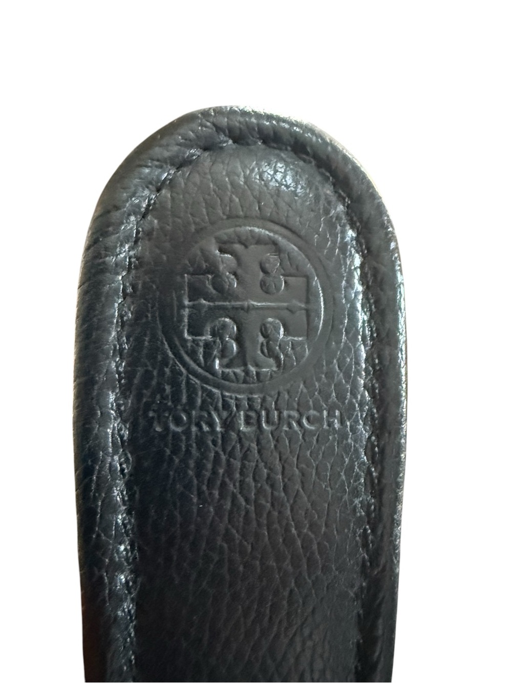 Tory Burch Black Leather Wedge Slide Sandals with Gold Accent! Size 10 - Picture 11 of 12